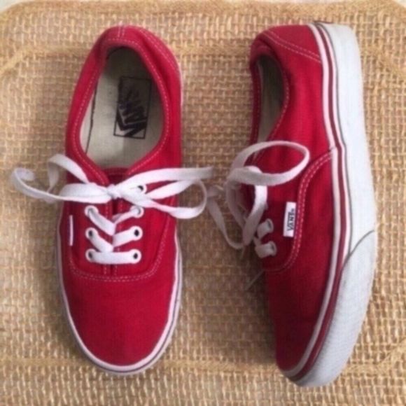 Vans Red Canvas Low Top Sneakers - Picture 1 of 16